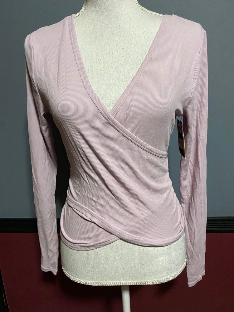 NWT Avia Women's Long Sleeve Reversible Wrap Top Size XXXL (22) Mauve Plum