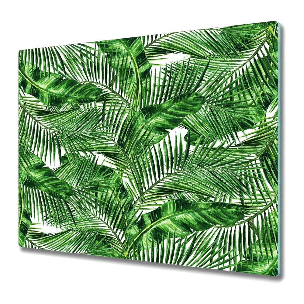 Glass Chopping Cutting Board Worktop Saver Tropical Island Jungle Bush 60x52