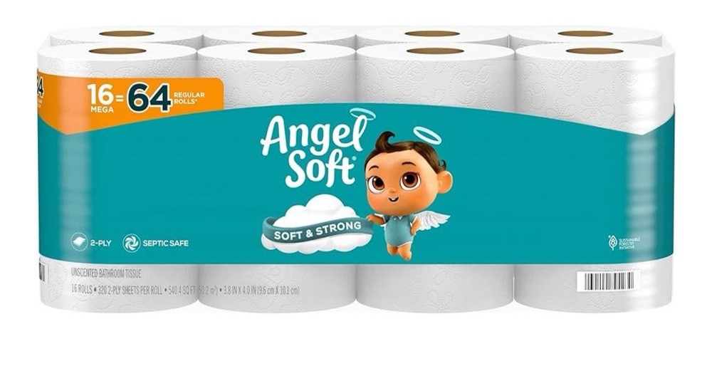 Angel Soft Toilet Paper 16 Mega Rolls Soft Strong 64 Regular Rolls Equivalent