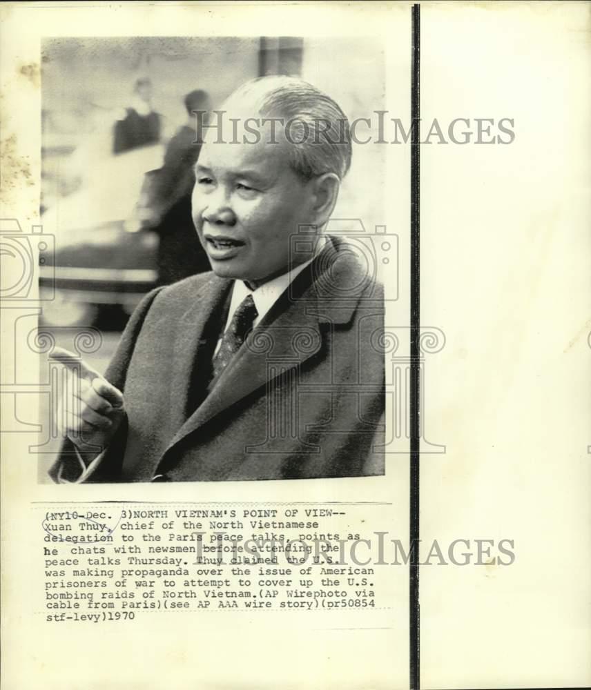 1970 Press Photo North Vietnamâ€s Xuan Thuy at Paris peace talks. - now57675