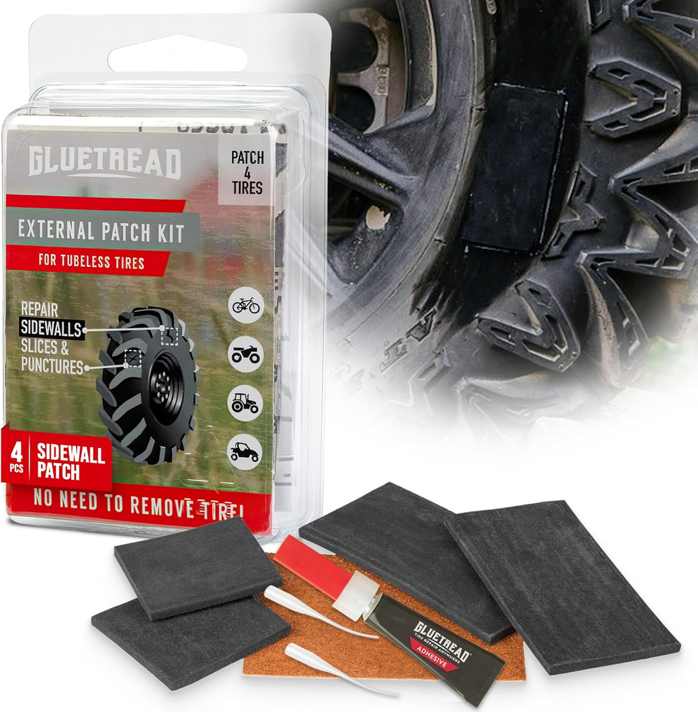 Gluetread External Patch Kit - for Tubeless Tires - No Need to Remove Tire - Kit