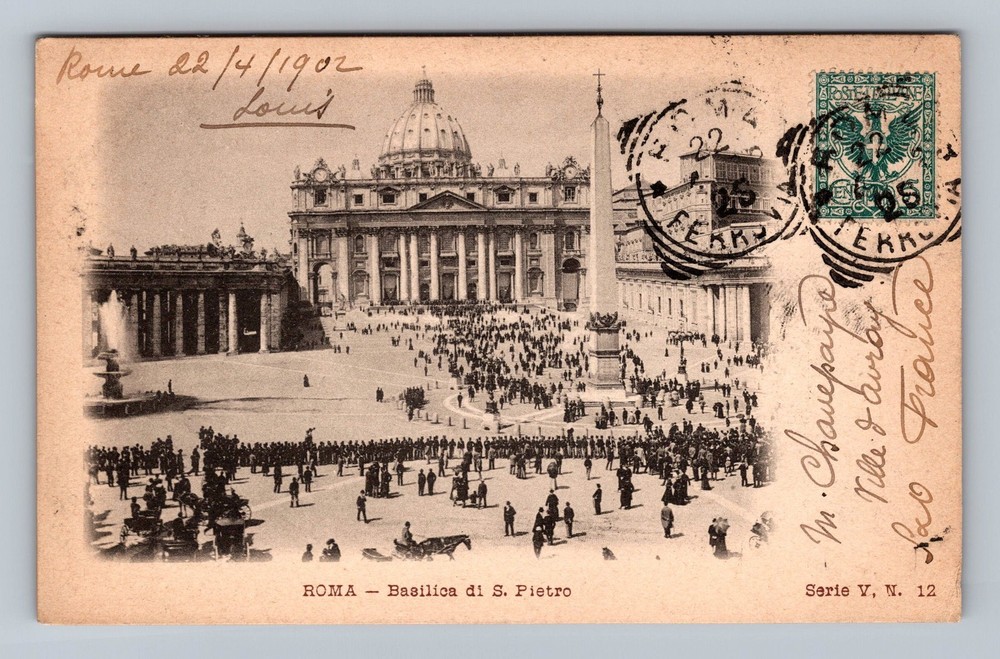 Italy- Rome St. Peter's Basilica Standard Souvenir Postal Old Vintage Postcard