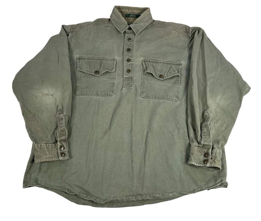 VTG 90s Distressed Orvis Malpai Shirt Men’s Large Green Hiking Heritage Canvas