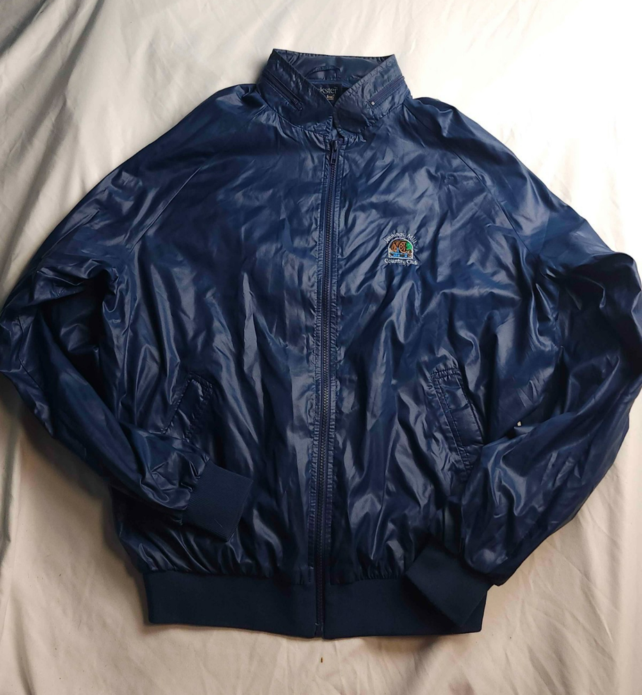 Vintage 90s Duckster Jennings Mill Country Club Windbreaker Jacket Mens XL Blue