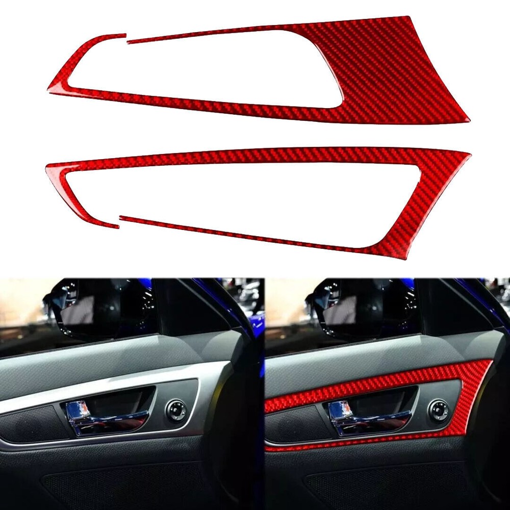 Red Carbon Fiber Interior Door Handle Panel Cover For Hyundai Veloster 2012-2017