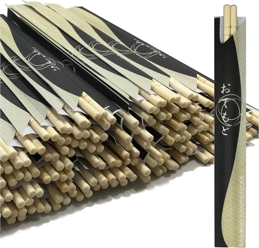 200-Pack Bamboo Chopsticks | Separated Disposable Sushi Sticks | Chinese Wooden Style