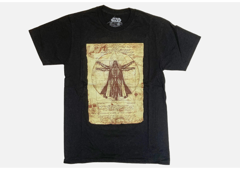 Star Wars Vitruvian Darth Vader Old Art Black Men's T-Shirt New