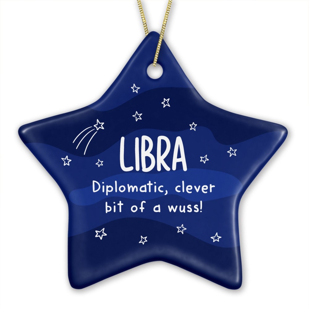 Funny Libra Star Sign Christmas Birthday Bauble Personalized Horoscope Ornament