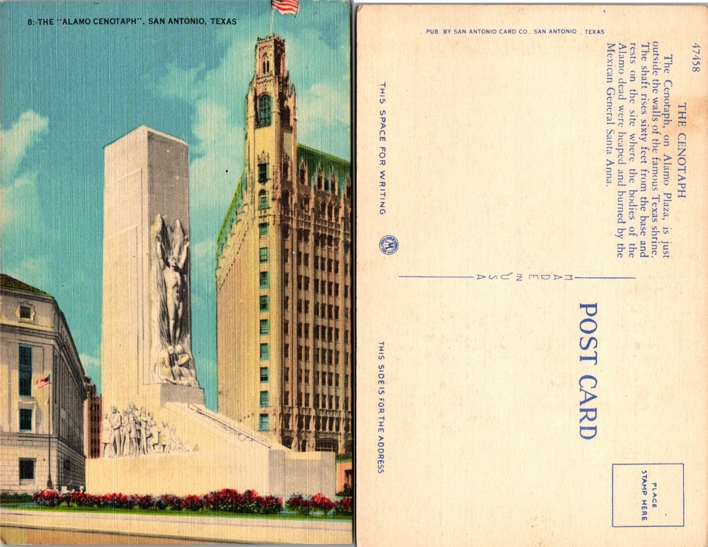The Alamo Cenotaph San Antonio Texas Postcard