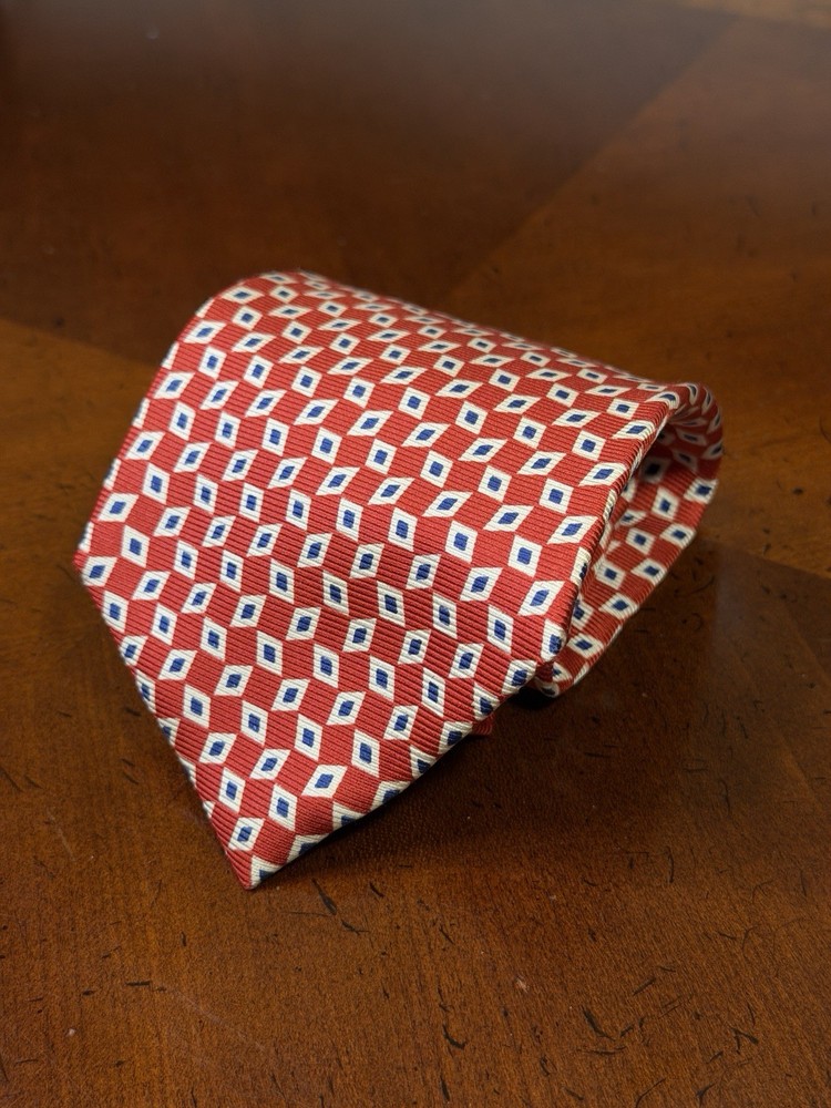 Polo Ralph Lauren Men's Silk Tie Necktie Micro Diamonds Made In USA