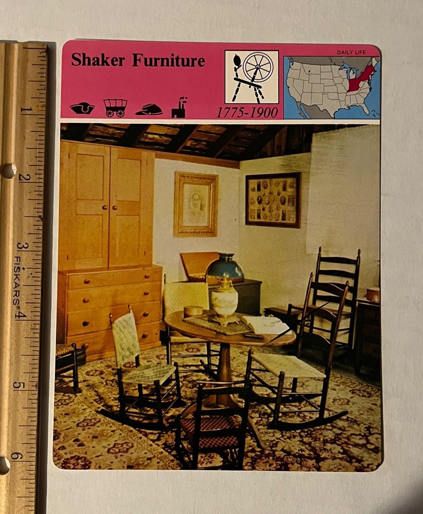 1979 Panarizon Shaker Furniture Simple But Elegant Collectible Large Card Vtg