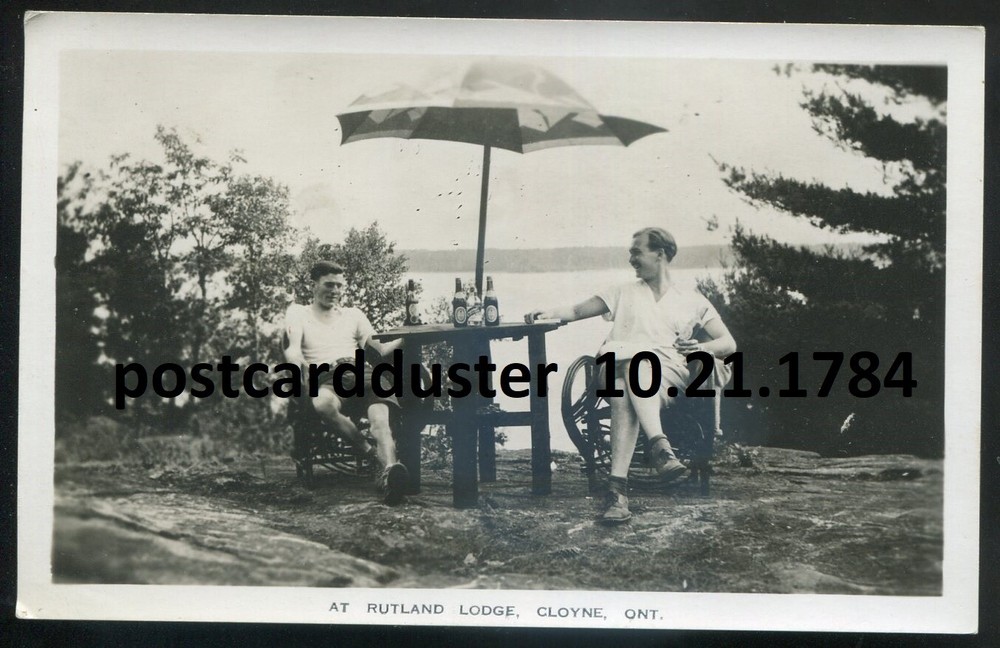 CLOYNE Ontario 1940s Rutland Lodge Beer Bottles. Real Photo Postcard