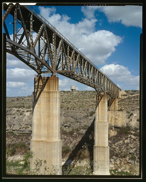 Pecos River Bridge Texas Southern Pacific Railroad 1900s Steel Truss Bridge