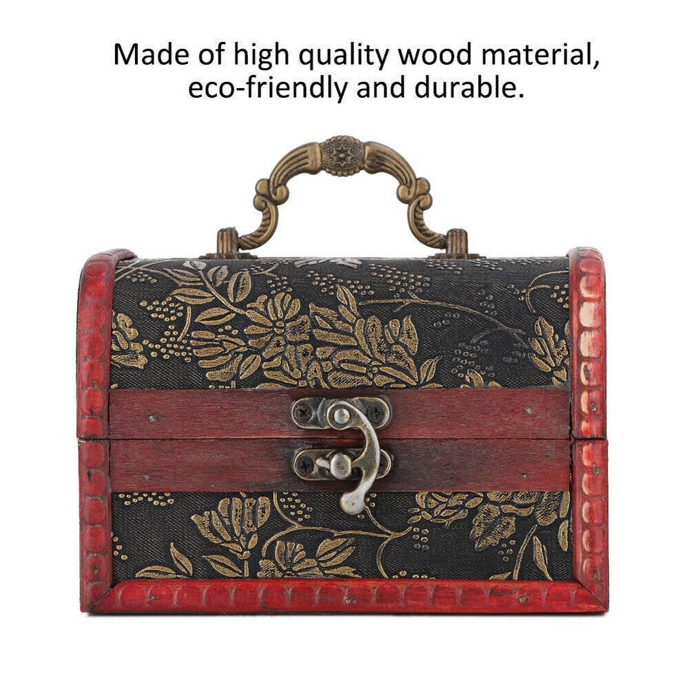 Vintage Square Jewelry Storage Box Handmade Wooden Decorative Display Case