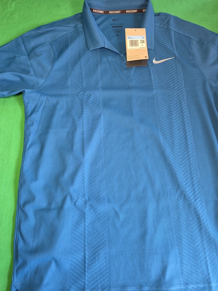 Men’s NikeCourt Slam Dri-Fit ADV Tennis Polo Blue Size M HM6752-301