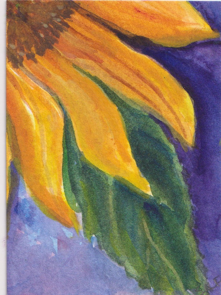 Sunflower ACEO Original Watercolor Painting by Sharon Foster  Mini Art OOAK