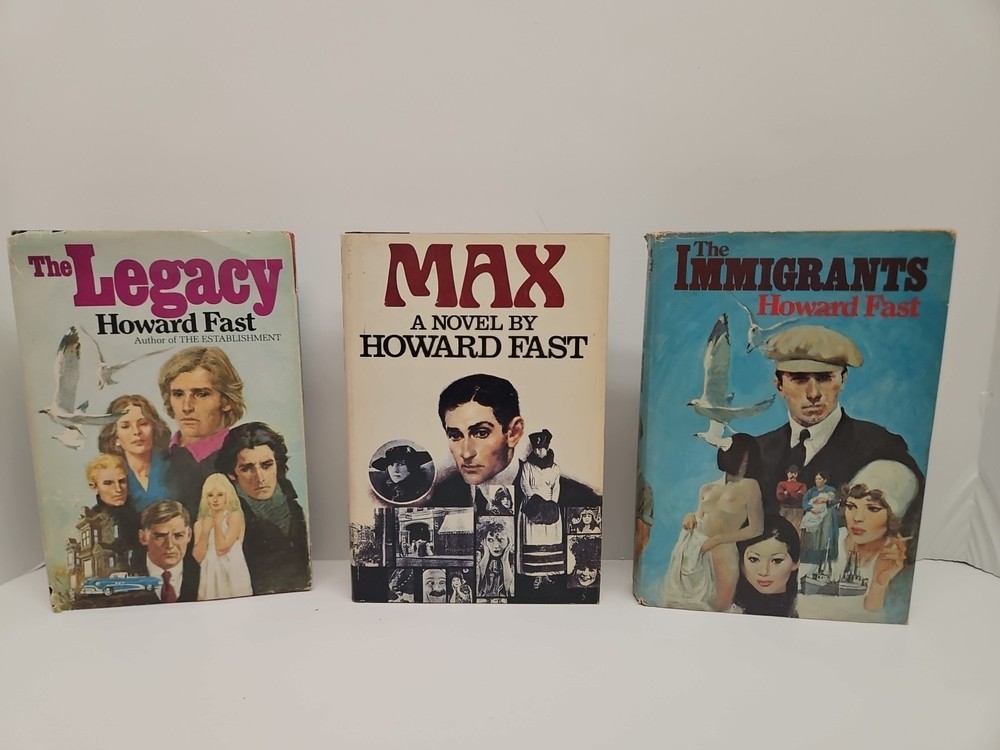 Lot Of 3 Howard Fast HCDJ Jacket The Immigrants Max The Legacy Staging Vtg Decor