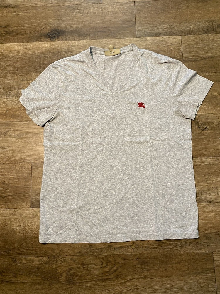 Burberry Men’s Gray Short Sleeve Crew Neck Logo Tee L Regular Cotton Knit