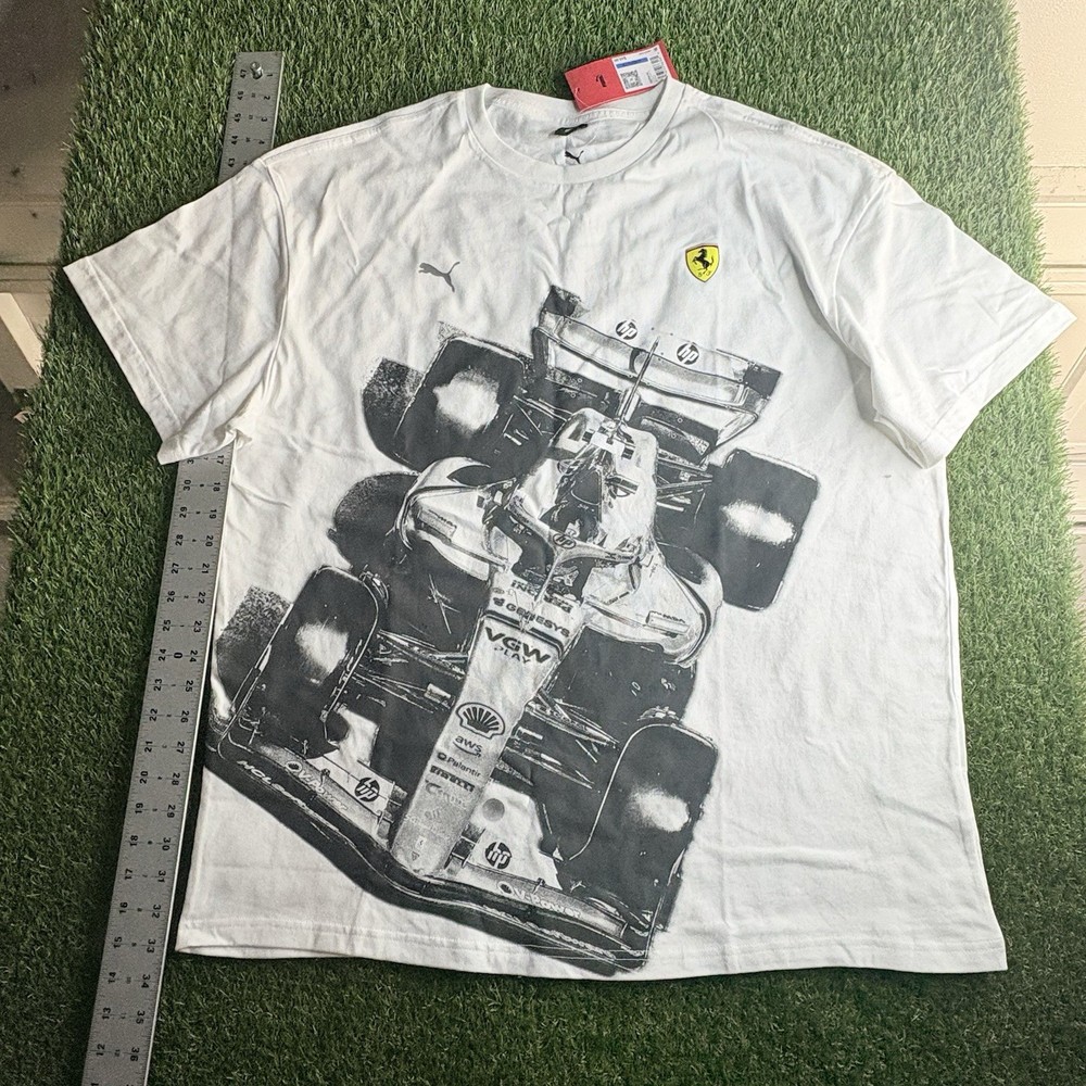 Ferrari x PUMA Premium F1 Race Car Men's Graphic Tee White Size XL
