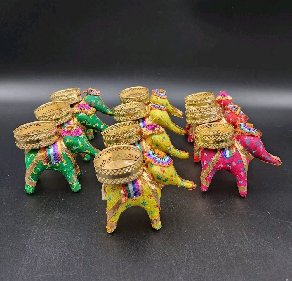 Elephant Tealight Candle Holders Decoration Handcrafted Recycled Material 10-pce