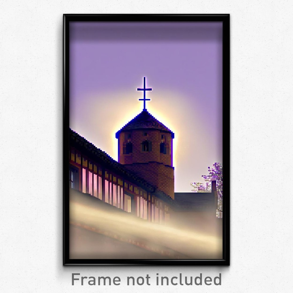 8-Bit Pixel Art Poster - Classic Nunnery Psychedelic Trippy Gamer Print