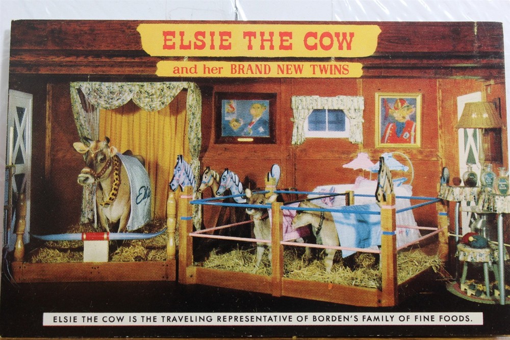 Ad Borden Family Fine Foods Elsie Cow Postcard Old Vintage Card View Standard PC