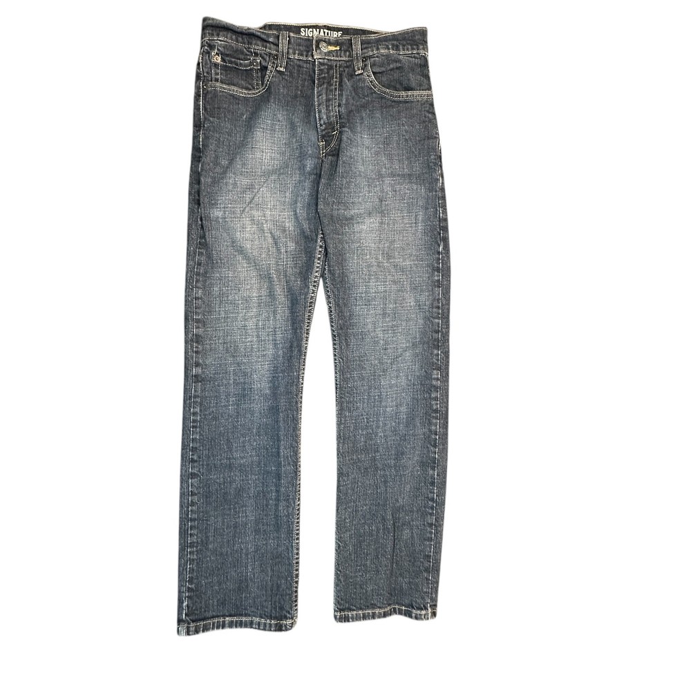 Levi Strauss Signature Mens 30x30 Dark Blue Straight Fit Everyday Jeans S51
