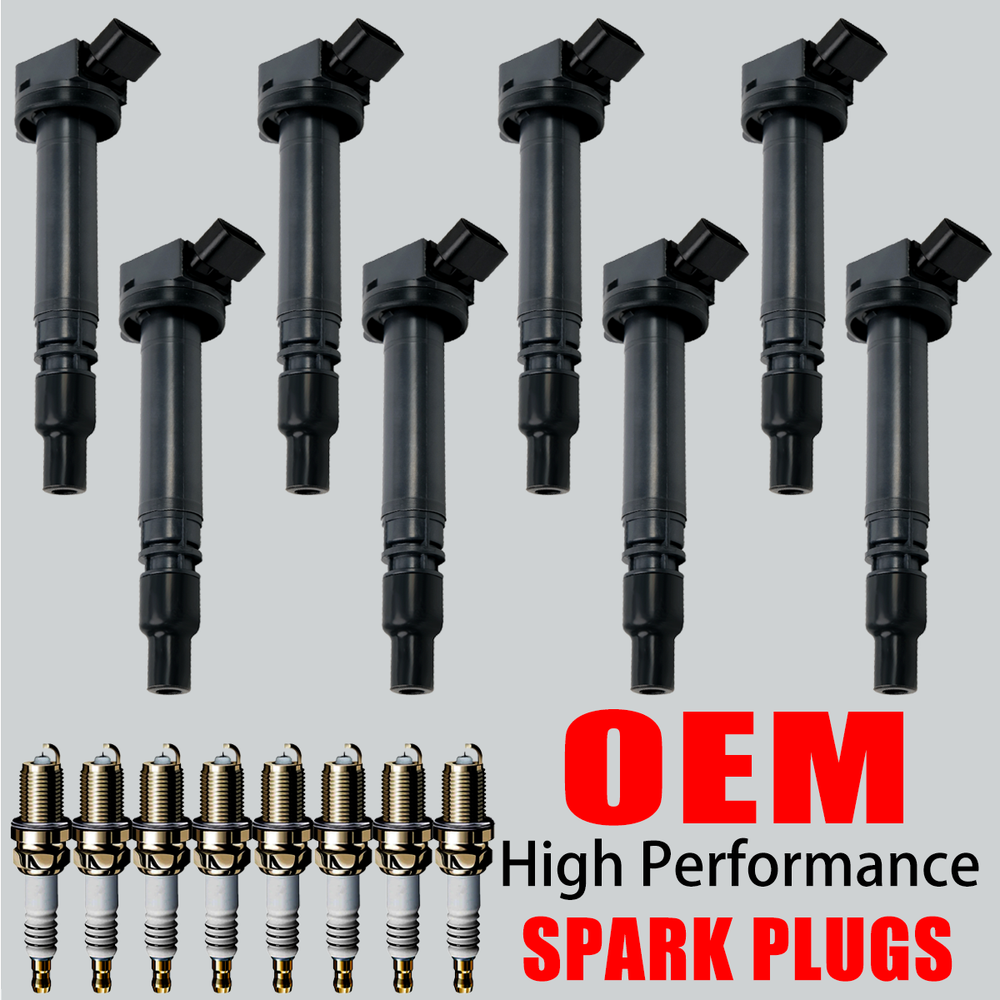 8PCS OEM Ignition Coil & Iridium Spark Plug For Lexus LS460 Toyota Sequoia UF507