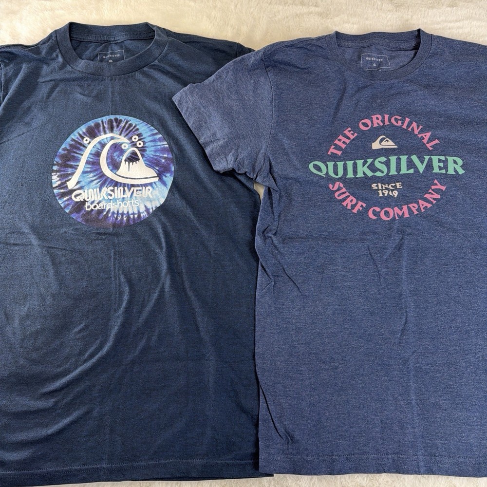 Quiksilver T-Shirt Lot (2) Men’s Size S Blue Surf Graphic Tees