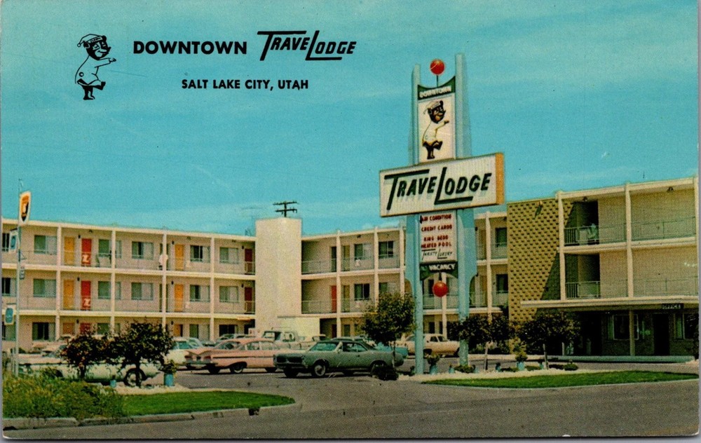Vintage Travelodge Motel Postcard Salt Lake City Utah 1960s Curteichcolor Chrome
