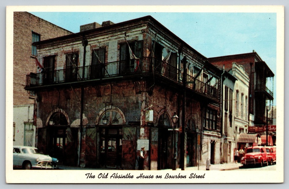 Vintage Old Absinthe House Bourbon Street New Orleans Postcard-image