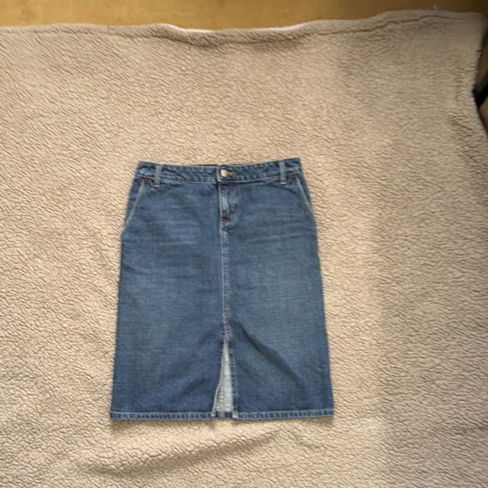 J.Crew Women's Blue Denim Knee Length Pencil Skirt 100% Cotton Size 0