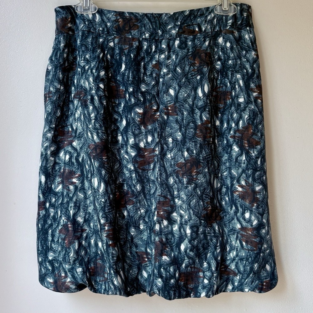 Banana Republic Blue Abstract Print Silk Bubble Skirt Size 2 for Parties-image