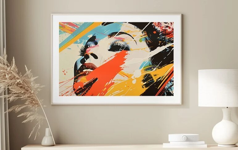Pop Art Digital Print, Vibrant Woman Portrait, Abstract Wall Art