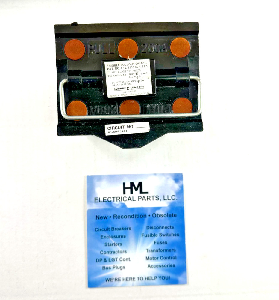 Square D, Ftl3200, 200A, Replacement Fuse Pull Out Only *Reconditioned