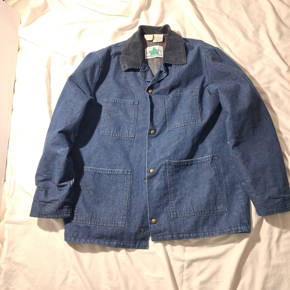 VTG 1970s LIBERTY Made In USA Denim Chore Jacket Blanket Lined Sz Large Corduroy