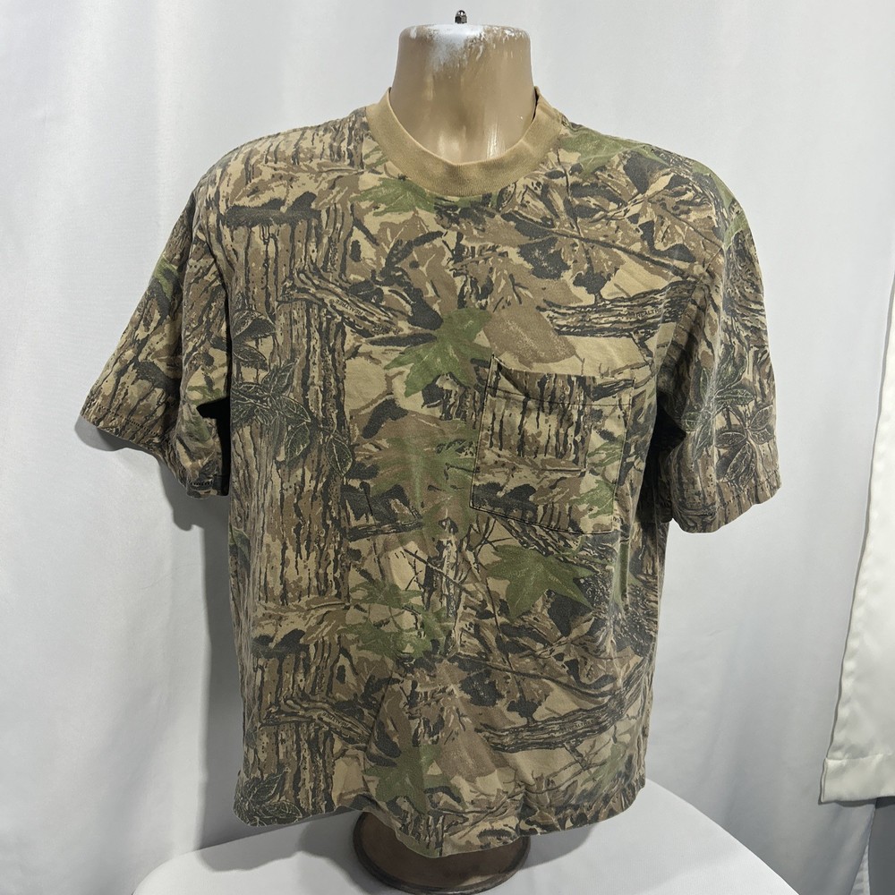 Vintage Liber Tee Realtree Camo T-SHIRT L USA Made Single Stitch Pocket Baggy