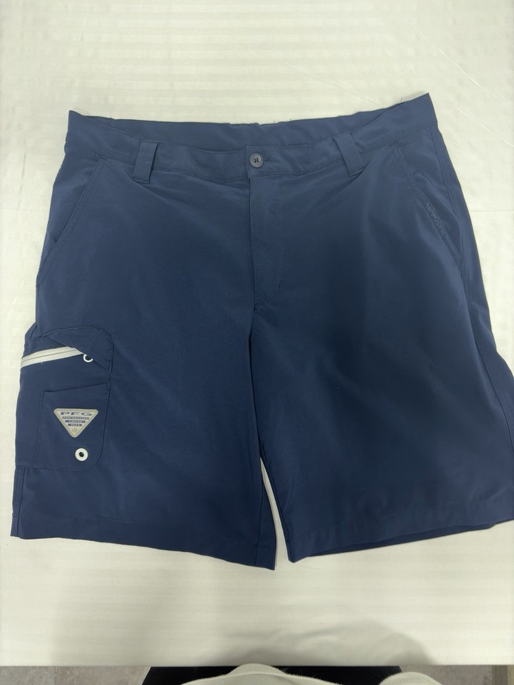 Columbia PFG Shorts Mens 36 Blue Stretch Fishing Quick Dry Water Sport Outdoor
