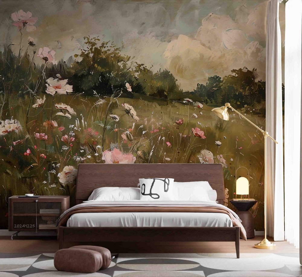 3D Fields Flowers Oil Painting Wall Murals Wallpaper Murals Wall Sticker