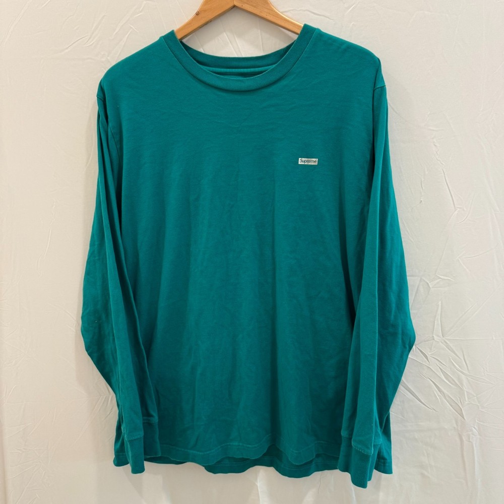 Supreme Small Box Logo Long Sleeve Tee Teal Green Cotton Jersey Mens Size XL