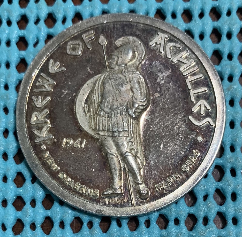 1971 Krewe of ACHILLES / Down Memory Lane  .999 FINE SILVER Mardi Gras Doubloon-image