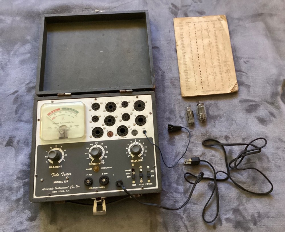 Vintage Accurate 157 Tube Tester with Case and Manual  -image