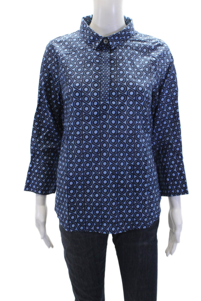 Gretchen Scott Womens Cotton Long Sleeve Floral Button Up Blouse Blue Size SFree Shipping in US $100+ Orders | $6.95 Orders Below