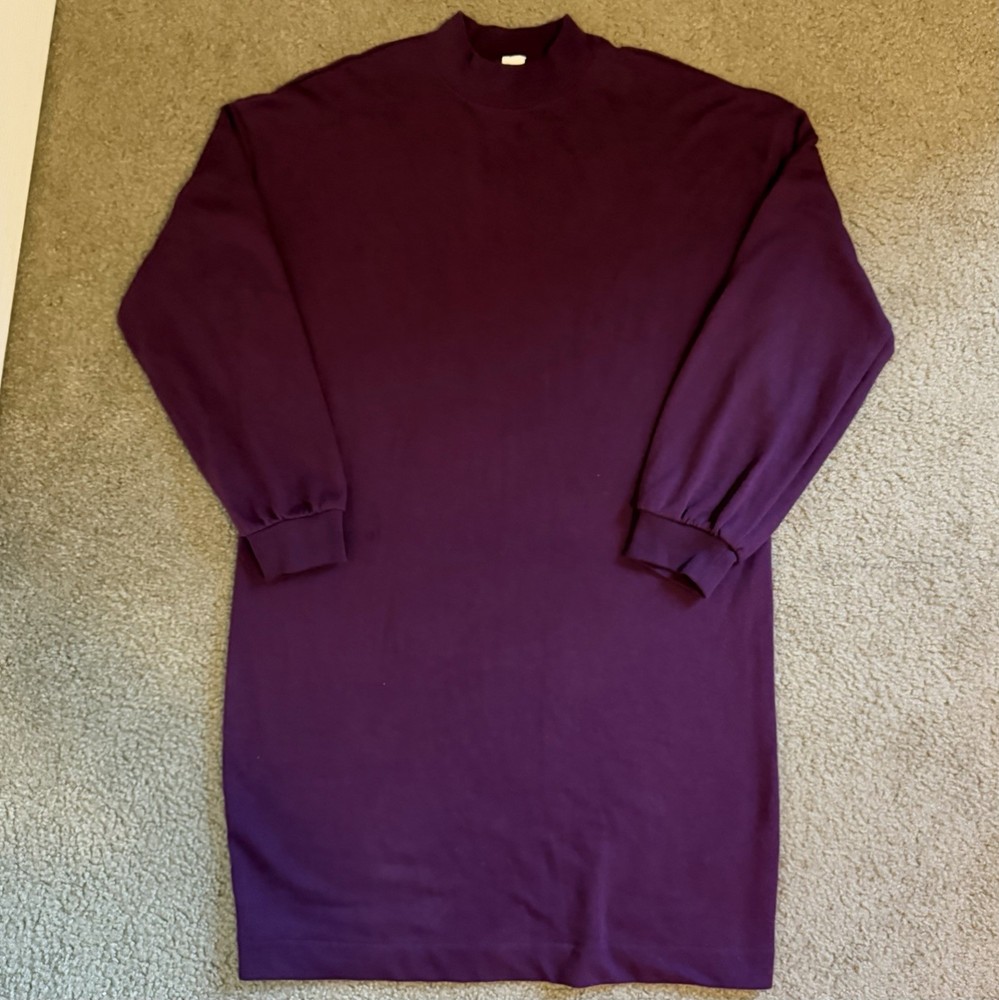 GAP Sweatshirt Dress Women Size Large Purple Long Sleeve Mock Neck Fall