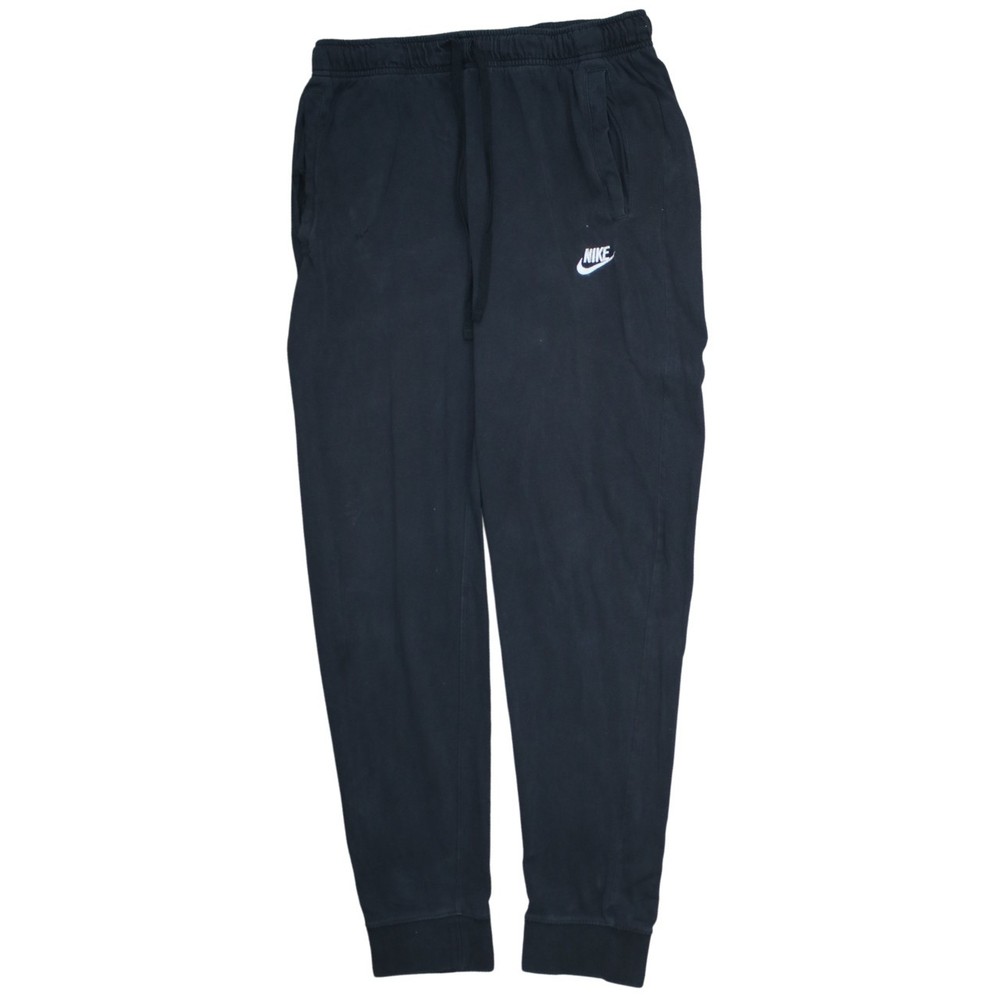 Nike Mens Joggers Black Cotton Embroidered Swoosh Elastic Waist Cuffed Sweat L