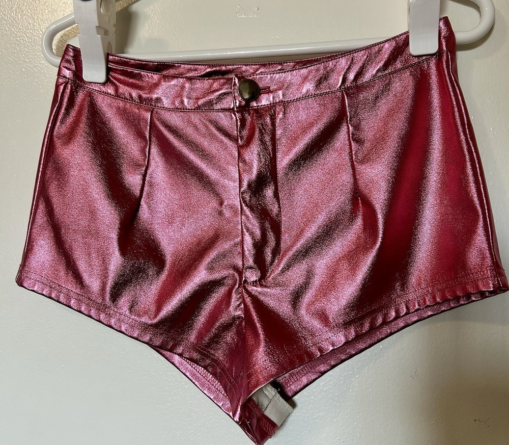 BARBIE  PINK FOIL MISSGUIDED Metallic Hot Pants, Women's Size M