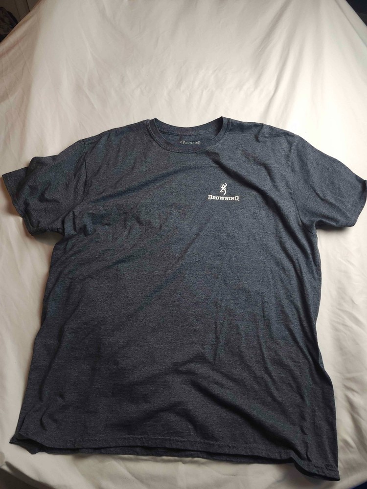 Browning Hunting Shirt Mens Size 2XL Gray Graphic Print Short Sleeve Bar Rifle