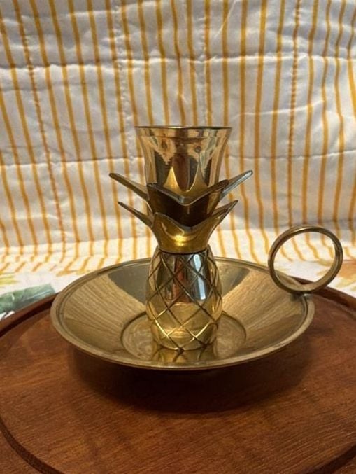 Vintage Brass Pineapple Candle Holder