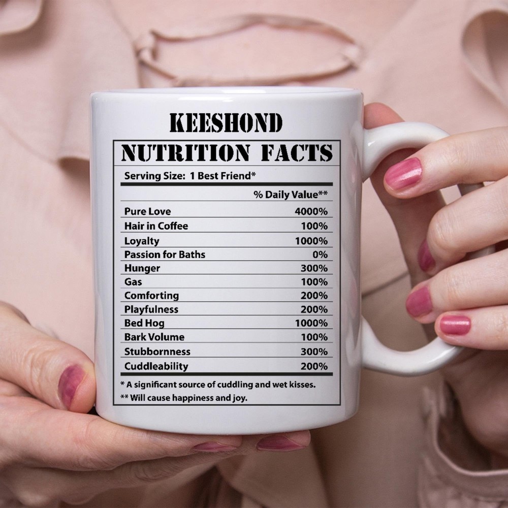 Keeshond Lover Gift Idea Nutrition Facts Humor Coffee Mug