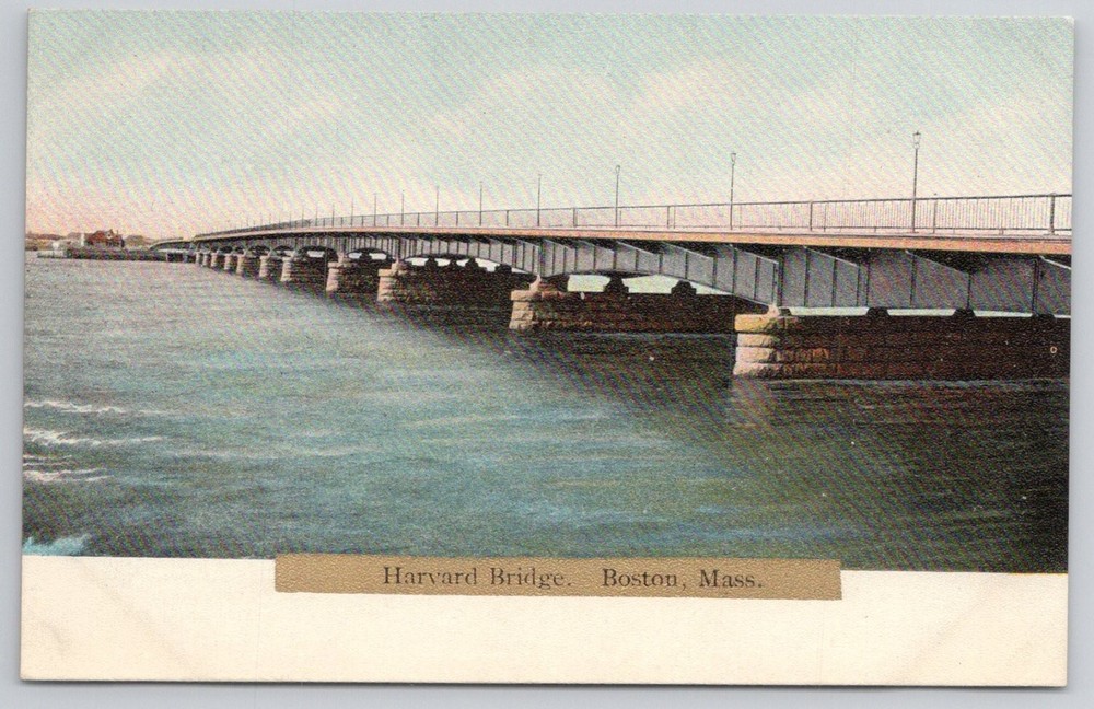 Harvard Bridge Boston MA Early 1900s B. Langsdorf & Co. Postcard